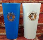 Vintage 1976 Bicentennial US Plastic Cups 6” Tall Tumbler Blue White Lot of 2