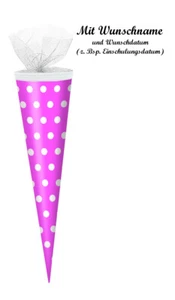 Schultüte mit Namensgravur - Zuckertüte - 50cm - rund - Farbe: pink - Bild 1 von 2