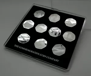 Full Sets of BRITISH & LANDMARKS & ICONS Silver Commemoratives in 50p Coin Case - Picture 1 of 10
