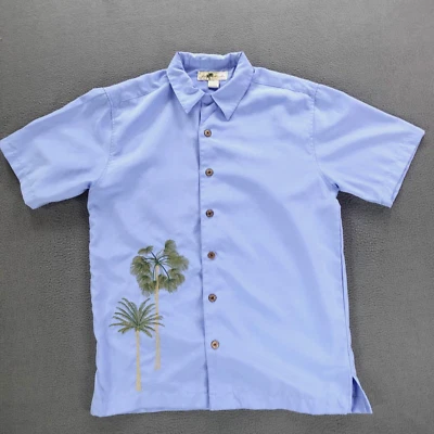 Joe Marlin Hawaiian Shirt  Men's Blue Size M Palm Tree Button Up Short Sleeve - Image 1 of 4