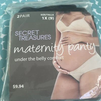 Paquete de 2 bragas Secret Treasures Maternity negras/beige descabelladas talla 1 X 9 Foto 1 de 4