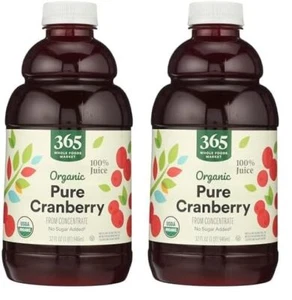 (2 Pack) 365 Whole Foods Market Organic 100% Pure Cranberry Juice, Non-GMO, 32oz - Picture 1 of 3