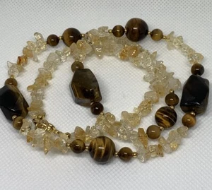 Tiger’s Eye and Quartz Crystal Healing Necklace - Picture 1 of 9