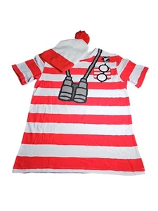 MAD Where's Waldo 2 In 1 T-Shirt & Pom Beanie Combo Halloween Costume Sz S - Picture 1 of 2