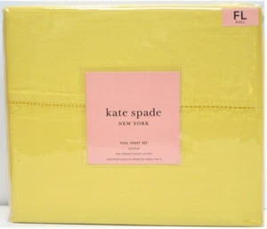 Kate Spade 4-teiliges Baumwollsatin Lakenset Weston Hohlsaum gelb komplett - NEU - Bild 1 von 1