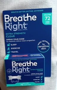 Breathe Right Extra Strength Nasal Strips 72 CLEAR Strips - Bild 1 von 2