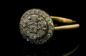 Stunning Yellow White Gold Handmade Cluster Ring with 29 Diamonds Brilliant Shin - Picture 1 of 19