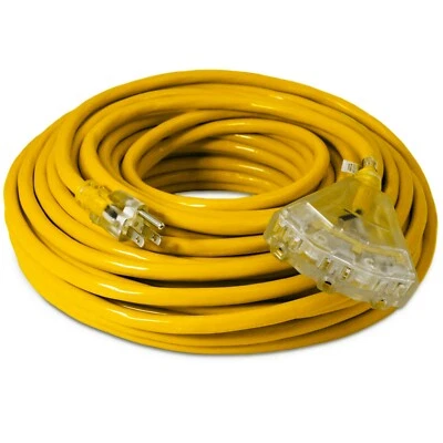 12 Gauge Heavy Duty Lighted Extension Cords 3-Outlet SJTW Indoor / Outdoor 12 3 - Image 1 of 4