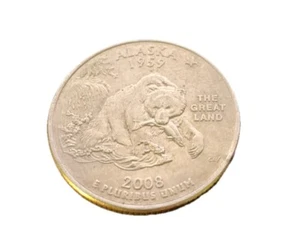 ERROR - 2008-P ALASKA STATEHOOD QUARTER W/ EXTRA CLAW AND 'LAND' DIE CHIPS - Picture 1 of 2