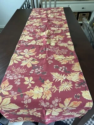 APRIL CORNELL Table Runner 84" Rust & Yellow w/ Touch of Green Ferns & Leaves - Image 1 of 3