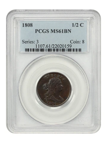 1808 1/2C PCGS MS61BN Cover