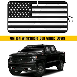 For Chevrolet Silverado 1500 2500HD Truck Windshield Sun Shade Covers US Flag - Picture 1 of 12