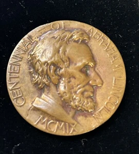 B.L. Pratt Bronze Abraham Lincoln Centennial Medal Whitehead Hoag - Picture 1 of 11