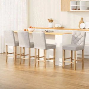 Artiss 4x Bar Stools Linen Upholstered Chairs - Picture 1 of 7