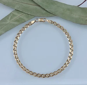 10k Solid Yellow Gold Mariner Anchor Chain 7.25" Bracelet 3.8mm Signed R&B 4.5gr - Picture 1 of 15