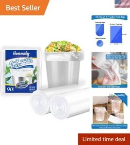 6-7 Gallon 90 pcs Small Clear Trash Bags Strong Clear Garbage Bags, Bathroom ... - Picture 1 of 7