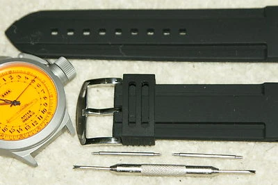 Hombre Goma Silicona Buceo Negro 18-30mm Reloj Tira Libre Pasadores & - Imagen 1 de 4