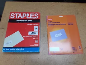 Staples Address & Mailing Labels 2 Packs 1" X 2 5/8" Laser Ink 7000 Labels - Picture 1 of 13