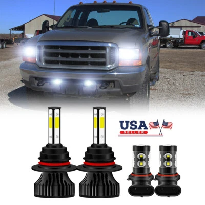 For Ford F250 F350 Super Duty 2001-2004 Combo 9007 LED Headlight +9145 Fog Bulbs - Image 1 of 4