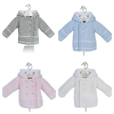 DANDELION Baby Jungen/Mädchen Strick Zweireiher komplett gefüttert Kapuze Kinderwagen Jacke 0-18 Monate