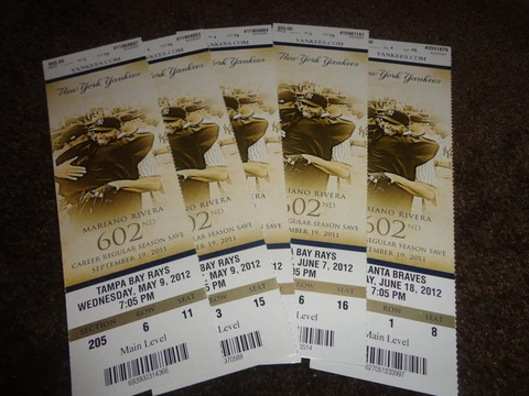YANKEES 2012 TICKET STUB PICK A DATE COVER: MARIANO RIVERA~SGA Cover