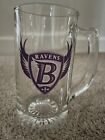 Baltimore Ravens inspired logo 12oz glass Beer mug football lover, NFL, Ravens