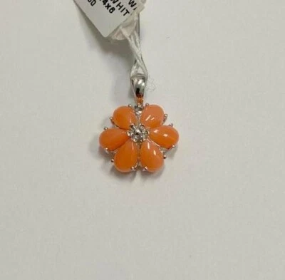14K White Gold Coral Flower Pendant – Elegant Floral Design – Fine Jewelry - Image 1 of 4