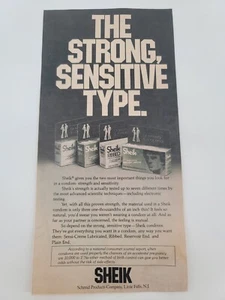 1981 Sheik Print Ad Condom THE STRONG SENSITIVE TYPE - Picture 1 of 1