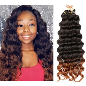 18" Ombre Deep Wave Crochet Braids Ocean Wave Afro Curly Braiding Hair Extension - Picture 1 of 26