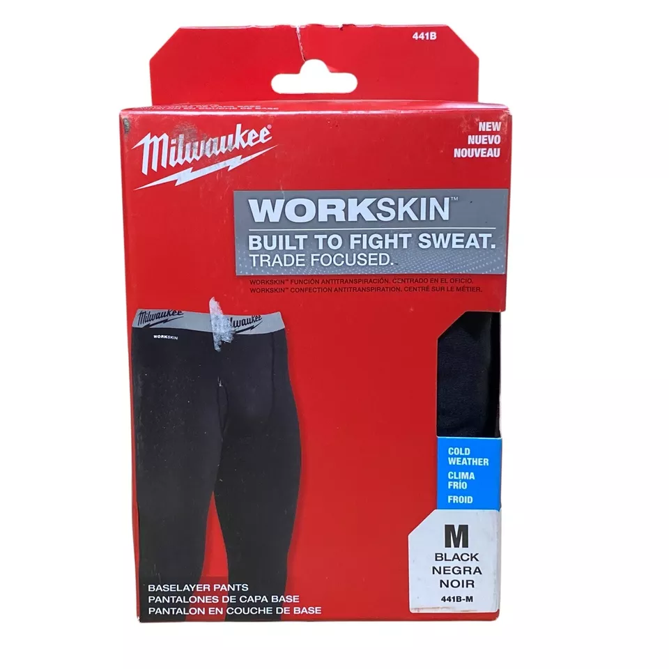Milwaukee Men's Medium Black WORKSKIN Thermal Underwear Base Layer Pants 441B-M