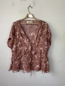Diane Von Furstenberg Women Shirt XL Pink Silk Fairy Spring Flowy Floral Easter - Picture 1 of 7