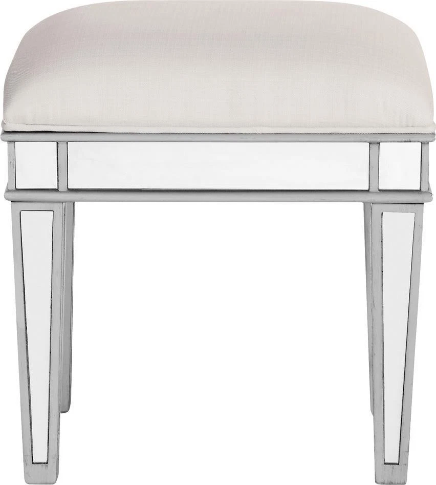 Taburete contemporáneo patas cónicas plateado algodón transparente lino madera maciza Foto 1 de 1