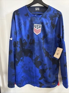 $110 Nike Dri-FIT 2022-23 USA Men’s Stadium Away Soccer Jersey Blue Camo Medium - Picture 1 of 7