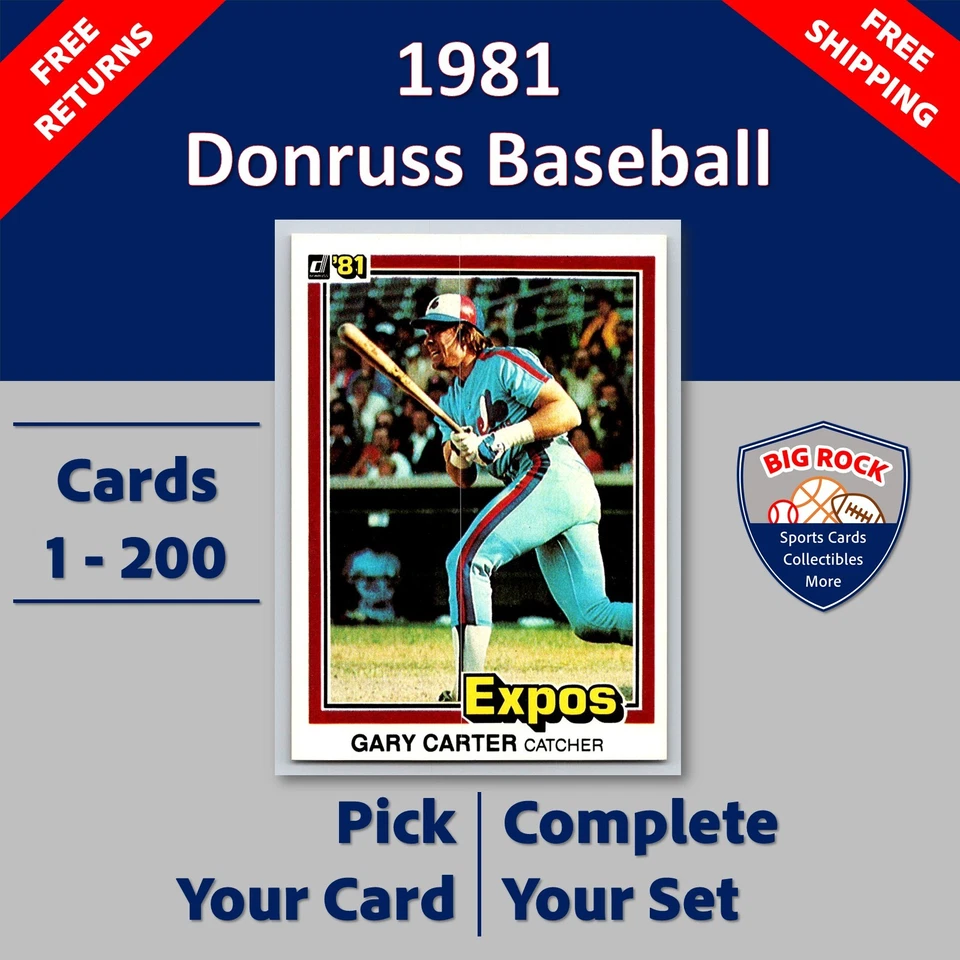 1981 Donruss Baseball Cards #1 - 200 | You Pick | Complete Your Set - Image 1 of 1