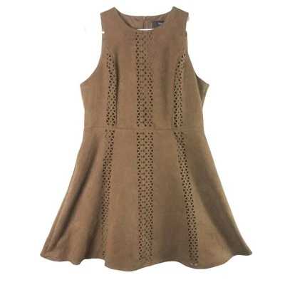 Mossimo Womens Cutout Faux Suede Mini Dress L Laser Cut Geometric Fit & Flare - Image 1 of 4
