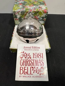 Wallace Vintage 1981 Annual Silver Plate Jingle Sleigh Bell Christmas Ornament - Bild 1 von 8