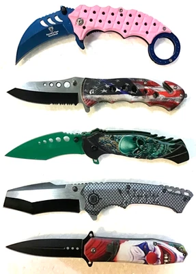 Lote de 5 navajas de bolsillo nuevas surtidas apertura asistida acero inoxidable afiladas #18 Foto 1 de 4