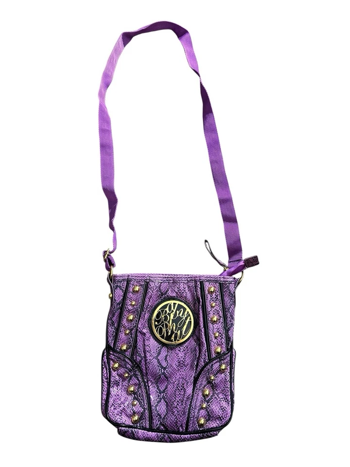 De Colección Y2K Bebé Phat Púrpura Piel de Serpiente Patrón Bolso de Hombro Cartera Tachonado Difícil de Encontrar Raro Foto 1 de 4