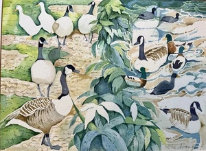 Eric Waugh b1929 - Acuarela Escuela Británica Moderna - Gansos y Patos - Bellas Artes - Imagen 1 de 15