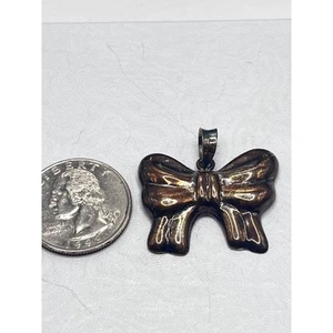 925 Sterling Silver 2D Bow Tie Pendant 5g Mexico 1 1/4" x 1" Signed JC - Picture 1 of 3