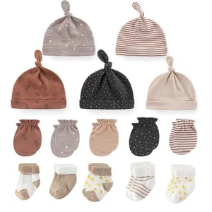 Baby Boys Caps Mittens and Thick Warm Socks Cotton Newborn Essentials Accesso... - Picture 1 of 7