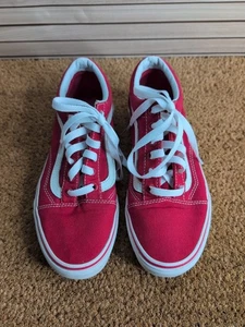 Vans Old Skool Red Canvas Mens 6 Womens 7.5 Lace Up Sneaker Skater Shoes - Picture 1 of 15