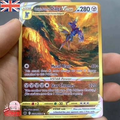 Pokemon Card Dialga V ASTRO Vstar Pokemon Gold Metal Card - CARTA IN METALLO TCG - Immagine 1 di 3