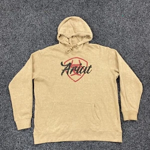 Ariat Hoodie Men’s Beige Logo Print Hooded Sweatshirt Pullover Size XL - Picture 1 of 6