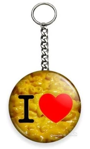 CITA DIVERTIDA I LOVE MACARONI MAC Y QUESO AMARILLO LLAVERO CORAZÓN ANILLO LLAVERO - Imagen 1 de 2