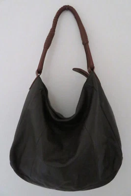 BARNEYS NEW YORK Bolso de Mano Hobo de Cuero Marrón Bolso de Hombro con Cremallera Foto 1 de 4