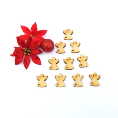 Engel 3cm 10 Stück Schutzengel Holz Weihnachtsdeko Weihnachtsgeschenk Anhänger - Bild 1 von 2