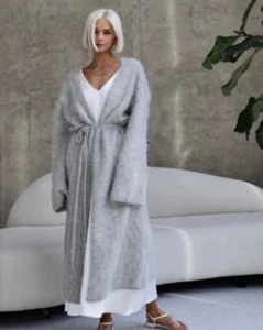 New thickened mink cashmere fat-sleeve V-neck nightgown free shipping S23117 - Picture 1 of 13