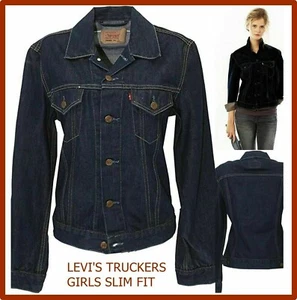 giacca di jeans levis donna giubbotto levi's blu slim giubbino a denim jacket m - Picture 1 of 7