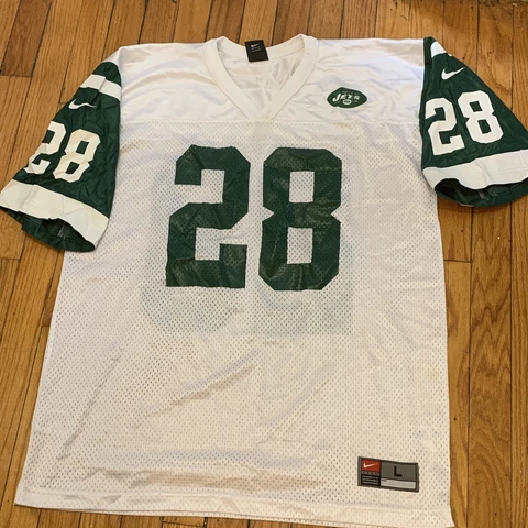 VTG New York Jets White Jersey Large Curtis Martin #28 Nike NFL NY Cover